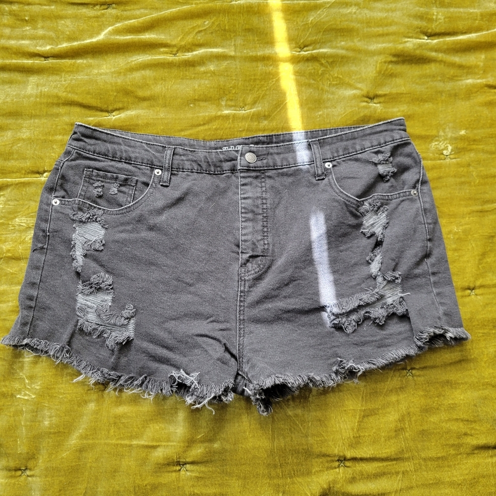 Black Cut off Denim Shorts